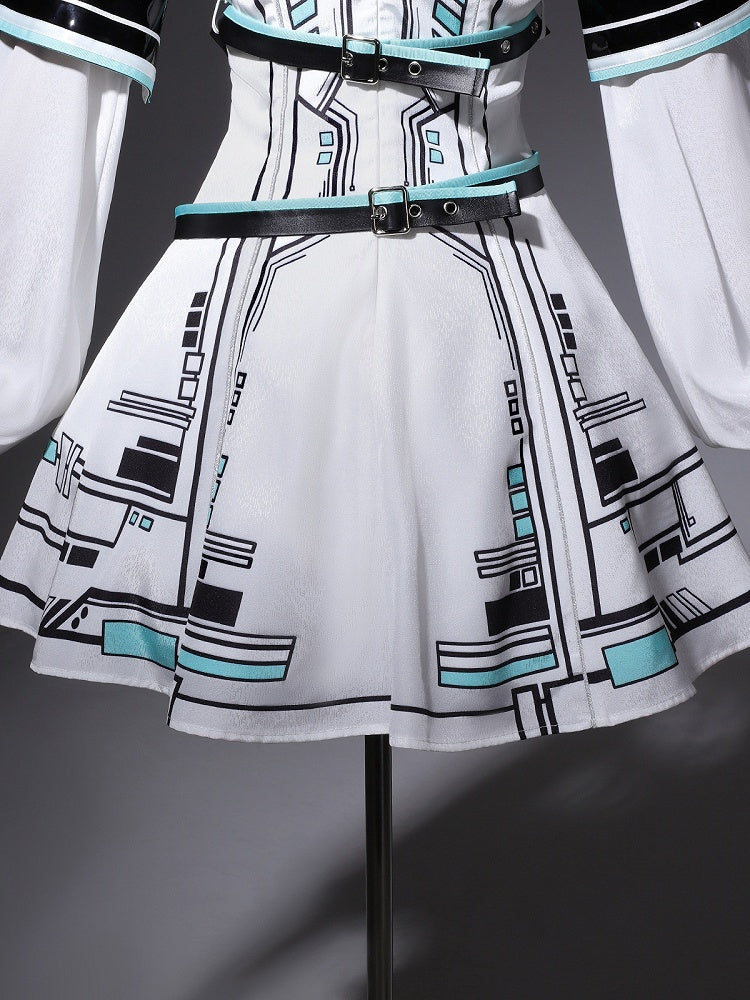 Bunny Sleeves KC Kleid Techwear Neckholder Urban Cyberpunk Weiß + Ohren