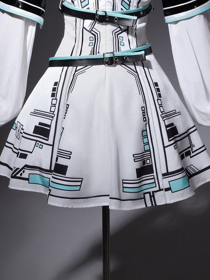 Bunny Sleeves KC Kleid Techwear Neckholder Urban Cyberpunk Weiß + Ohren