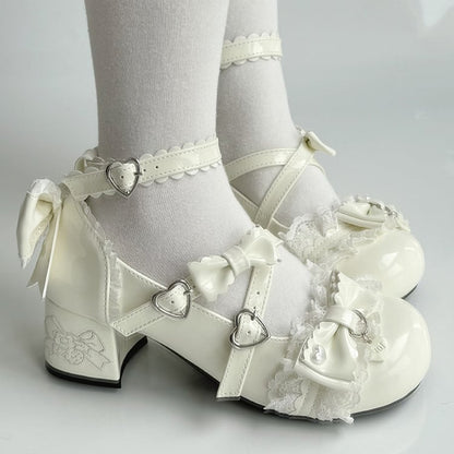 Bow Janes - Mary Accents Mid-heel in PU White