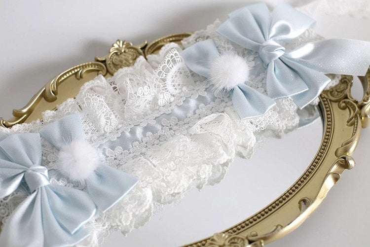 Lace Blue White Soft Style) Sweet Hairband (Elegant Bow