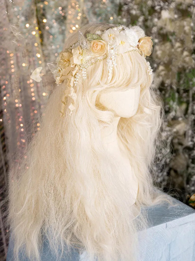 Lolita Fairycore Kleid JSK Beige Volles Design Prinzessin und Set Schmetterling Blumen