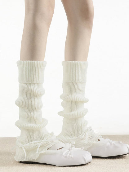 Ribbed Warmers Accents (4 Slouchy Colors) Leg Bow with