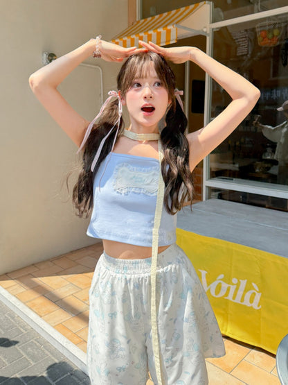 Süßes blau/weißes Cami-Top