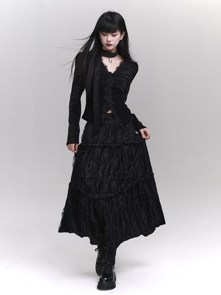 ゴシックブラックアンクル丈スカート