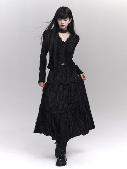 ゴシックブラックアンクル丈スカート