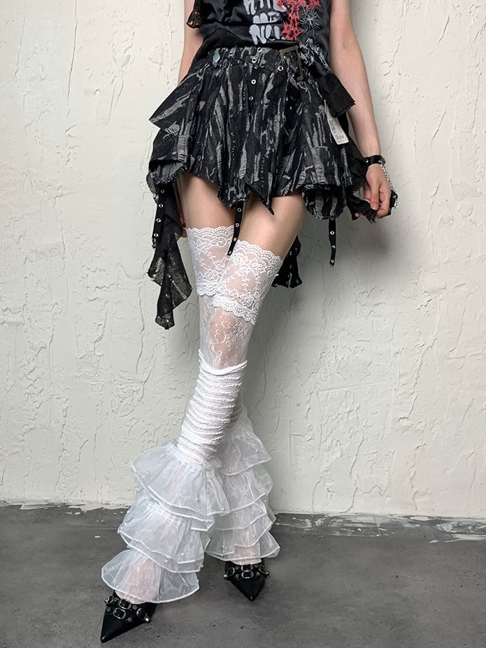 Strümpfe Bittersweet Floral Overknee Weiß Muster