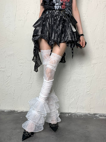 Strümpfe Bittersweet Floral Overknee Weiß Muster