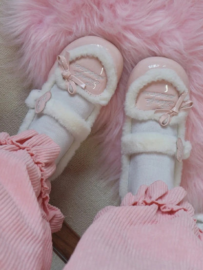 Top Heart Pink Sweet Cozy Fleece Lining at Lolita Flats
