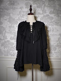 Black Vibes Ouji Shirt Schnürung Piratenärmel Lolita Details Lang mit