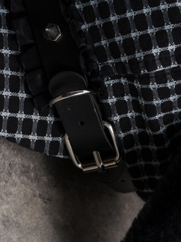 Hat Studs Black Buckle Plush Decorated Gothic Design Beret Ear Puppy