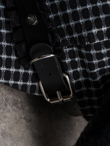 Hat Studs Black Buckle Plush Decorated Gothic Design Beret Ear Puppy