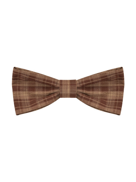 Big Hairclip Plaid Bowknot Brooch / Coffee