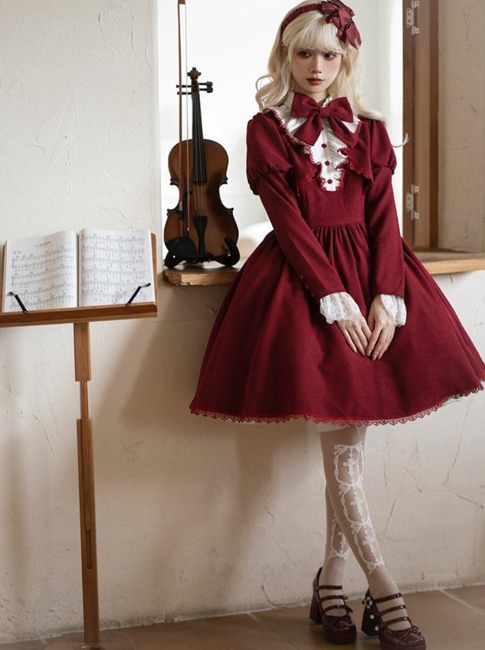 Gothic Zweiteiler mit Kunstband und Lolita-Kleid