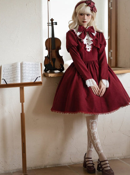 Gothic Zweiteiler mit Kunstband und Lolita-Kleid