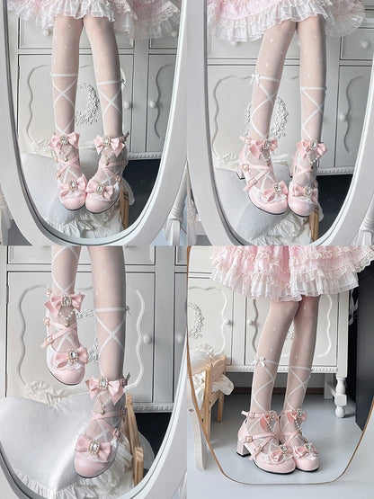 Sweet Bowknot Janes Details - Mid-Heel Mary Pink Lolita