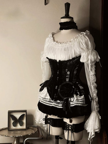 Lace Cuffs Blouse White with Off-the-shoulder Lolita