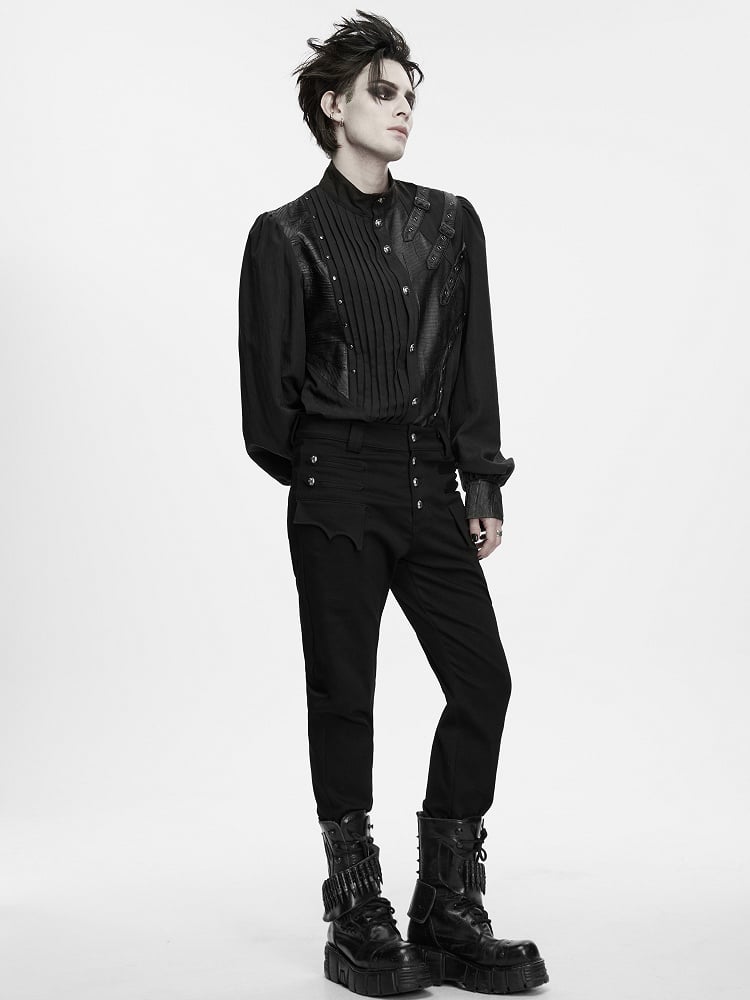 Asymmetrical Black Men's Punk Shirt - Punk Rave