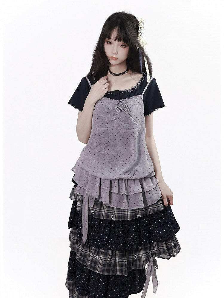 Black Ruffle Short Sleeve Tee - PINK SAVIOR