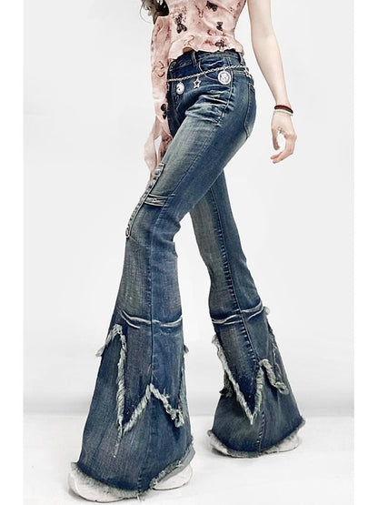 Raw Flare Glamorous Hem Silhouette Jeans Bittersweet Blue