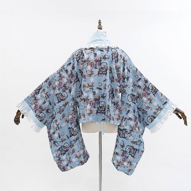 Alice Trim Blue Top Bunny in Print + JSK Wa Wonderland Set Lolita and Poker Lace Vibes Dress