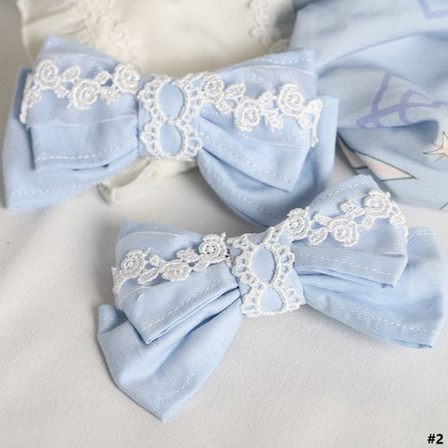 2 Blue White Lolita Bear Light Ear/Bowknot Sweet Options Hairclip