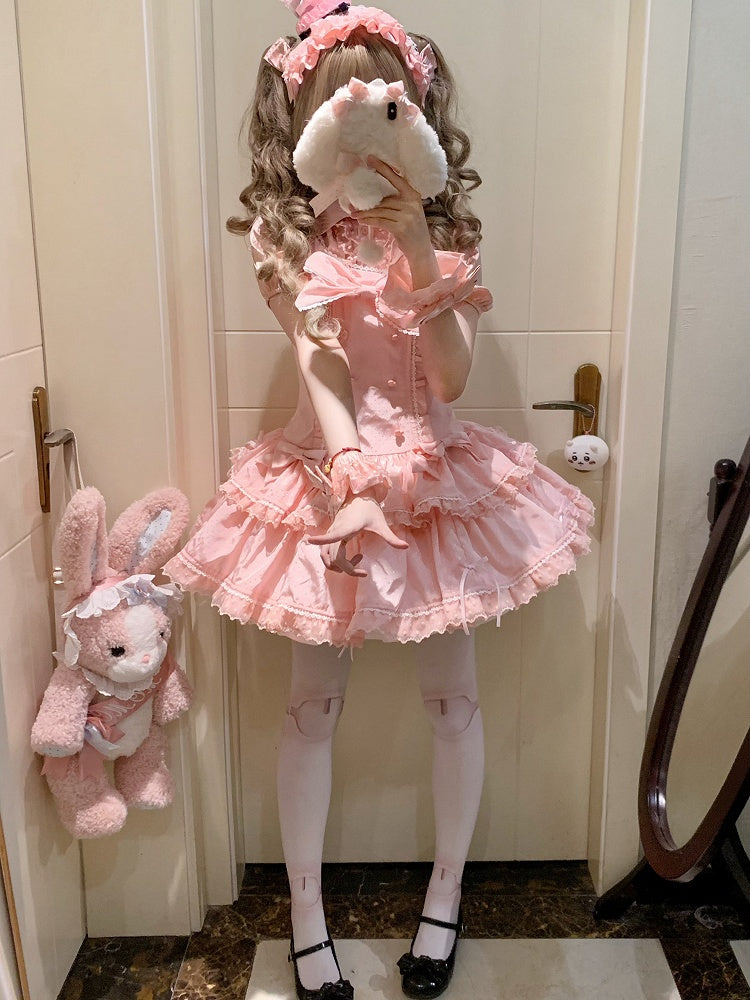 Schleife Rosa Akzente Punkte Lolita Old School Kleid Schimmer Polka Süß