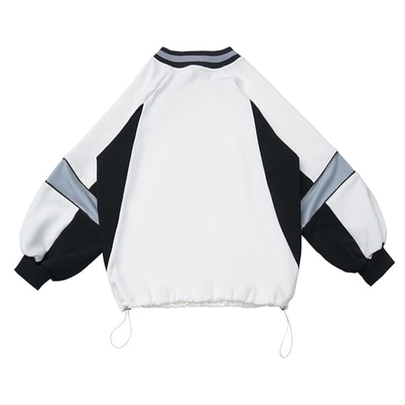 Front Sweatshirt with White Bow V-Neck Numeric Design Regular/Back Baseball-Style