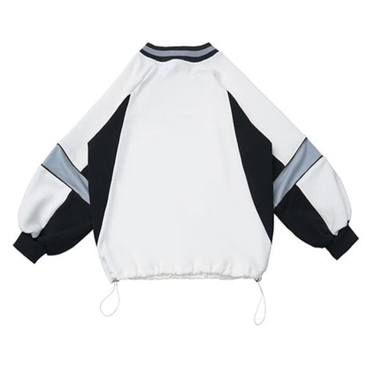 Front Sweatshirt with White Bow V-Neck Numeric Design Regular/Back Baseball-Style