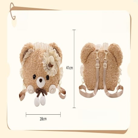 Kawaii Detachable Straps Bear Backpack Oversized With Brown