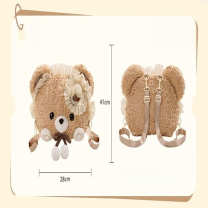 Kawaii Detachable Straps Bear Backpack Oversized With Brown