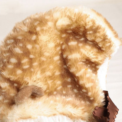 Spotted Earflap Plush Tied Hat Sweet Lolita Deer
