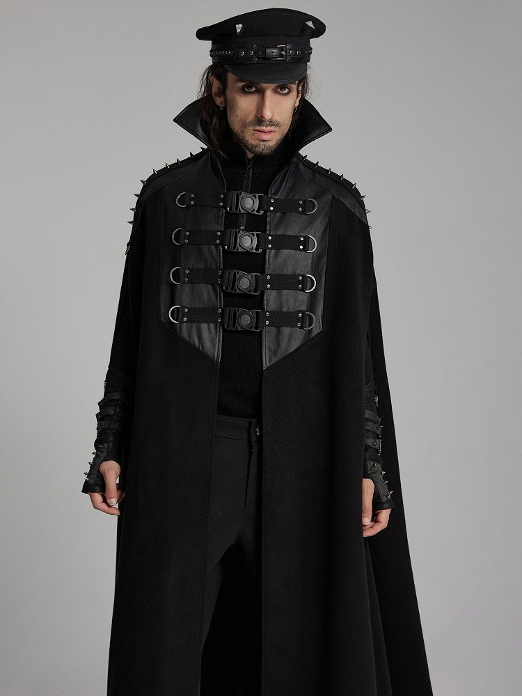 Men's Stand Black Handsome Punk Cape Collar