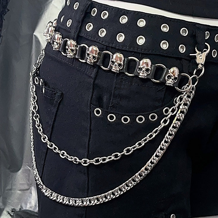 Punk Skeleton Y2K Chain Accessory Silver