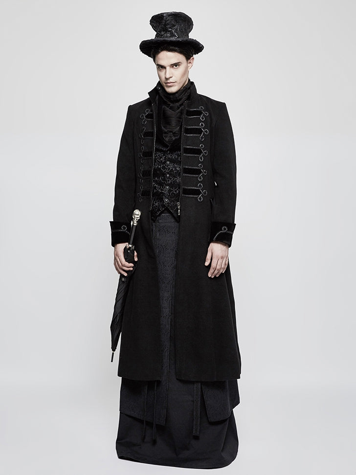 Black Vest Jacquard Steampunk Men's Vintage