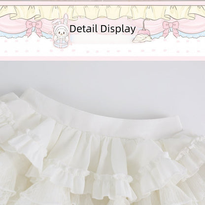 White Tiered Lace Skirt with Built-In Shorts - serendipity