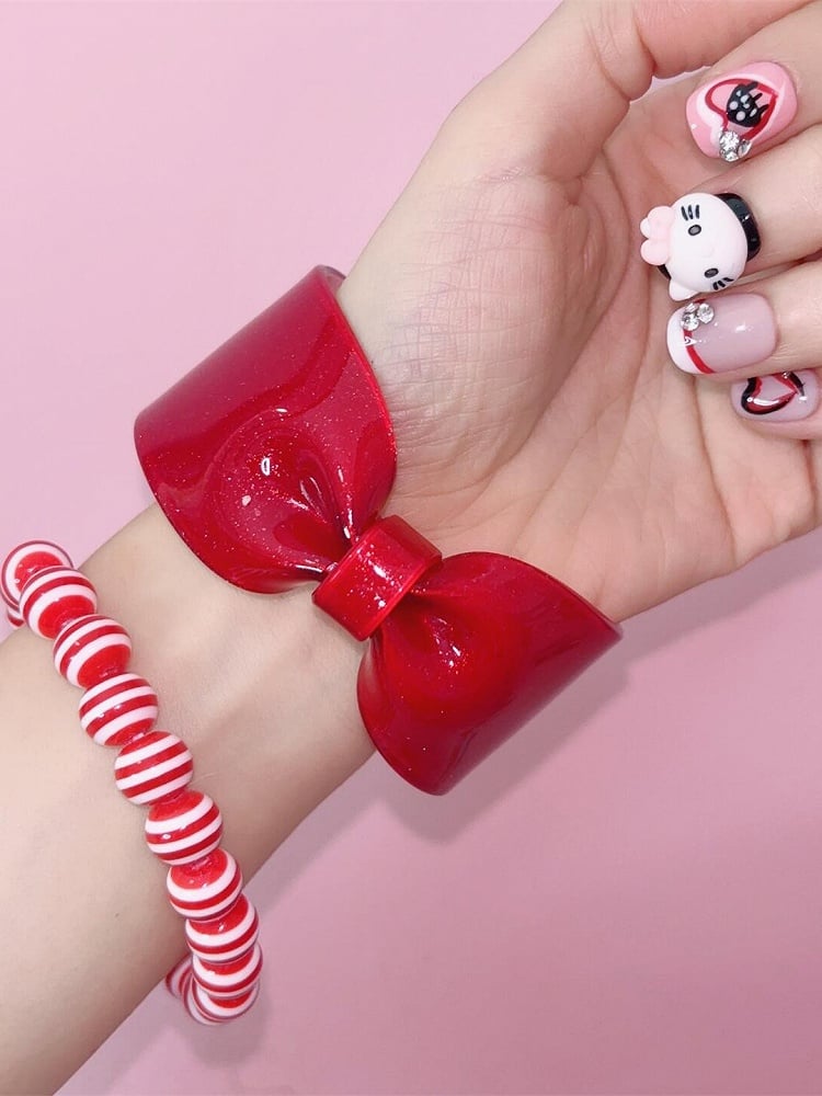 Y2K Bowknot Red Red/White/Green/Rose Cuff