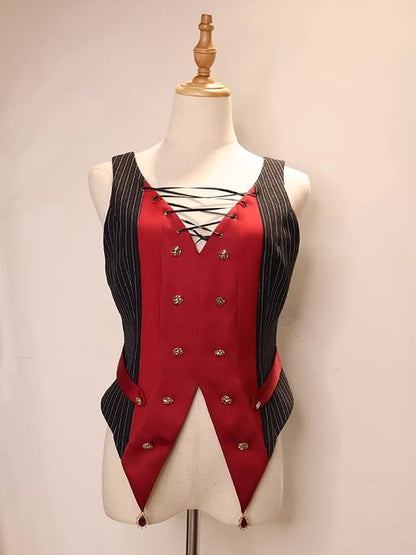 Red and Black Striped Ouji Fashion Waistcoat