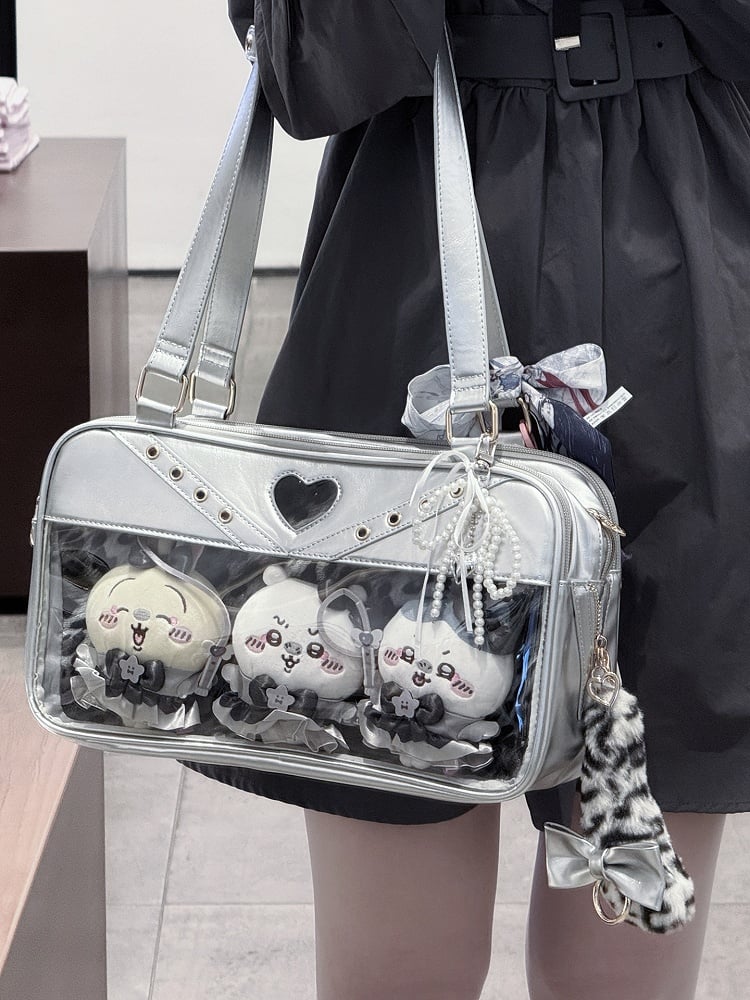 Ita Tail Shiny Shoulder Leopard Cute Bag with Silver Charm Decorated