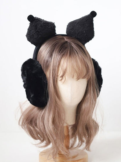 Plush Lolita Sweet Earmuffs Black