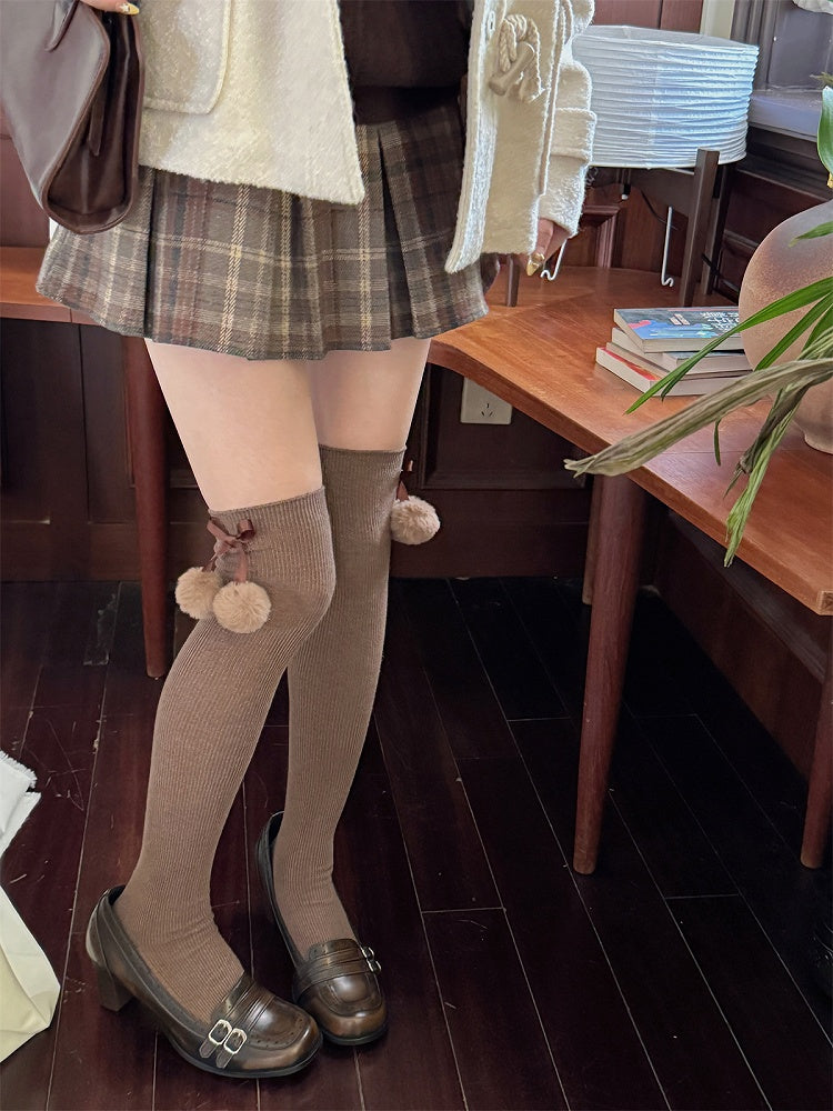 Color With Pompons Stockings 6 Options