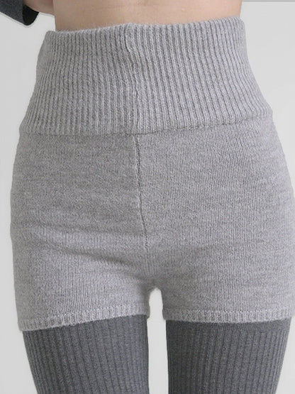 Colors) (3 Shorts Knit Waist Fold-Over