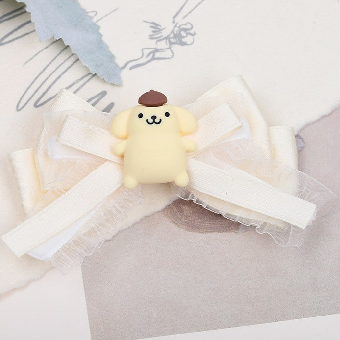 4 options de barrette cheveux mignonne Lolita Chien Nœud Jaune