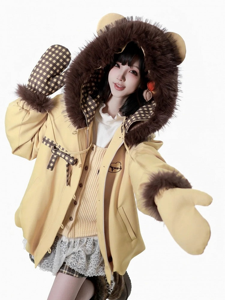 Hooded Hem Jacket Yellow Bubble -