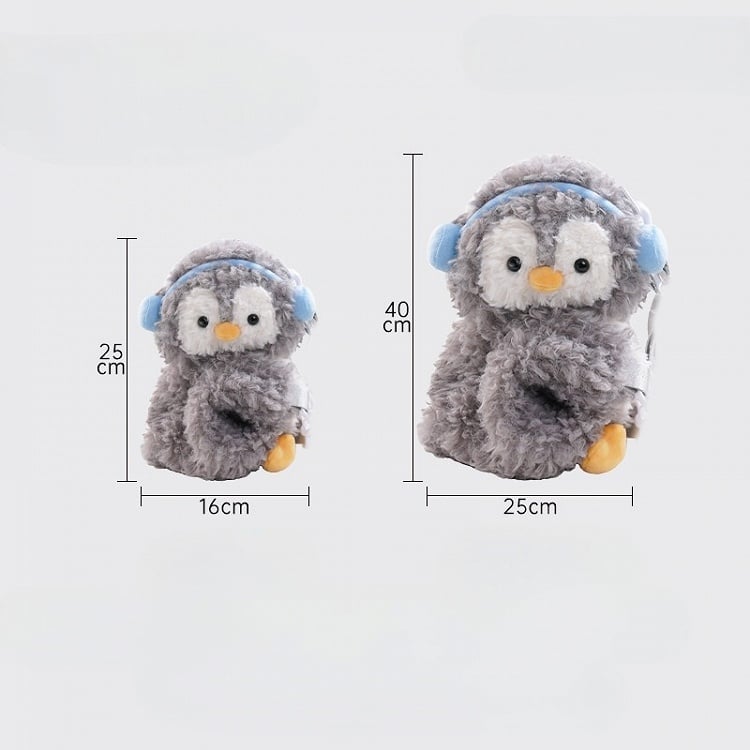 Light Middle/Large Keychain Plush + Options Gray 4 Penguin Backpack/Crossbody Size Bag Cute