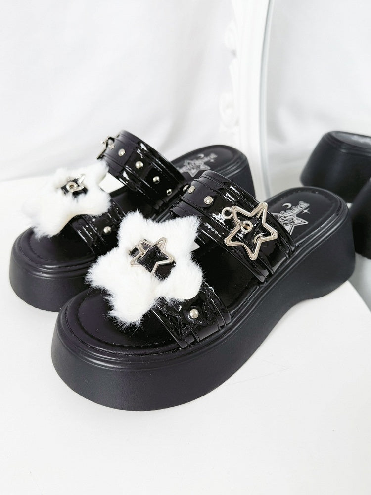 Platform Black Buckles – Star Alt-Goth Slippers