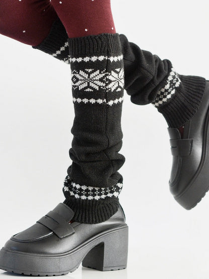 Black + Dot Knitted Leg Layering A Warmers Red Pair Set - Tights of Polka