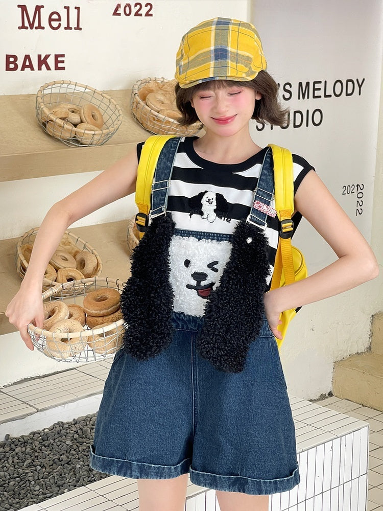 Blue Plush Puppy Denim Overalls