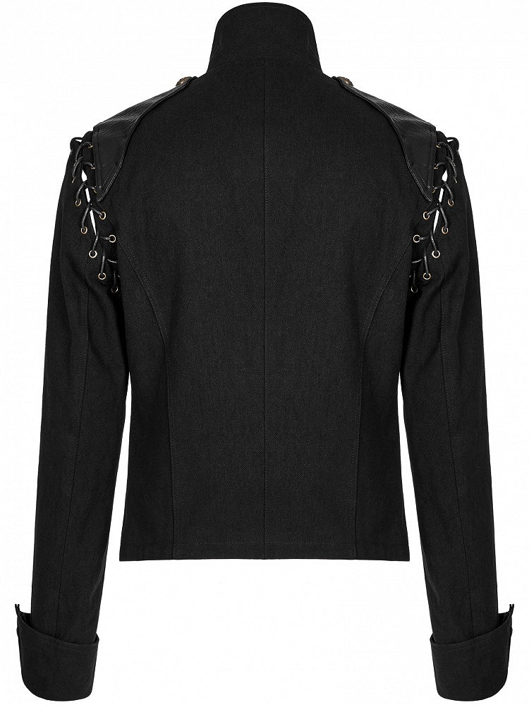 Black Men's Military Coat Vest