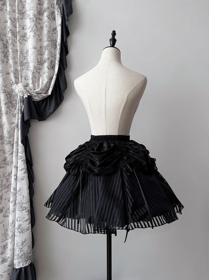 Schwarzer Lolita-Gothic-Rock mit Kordelzug