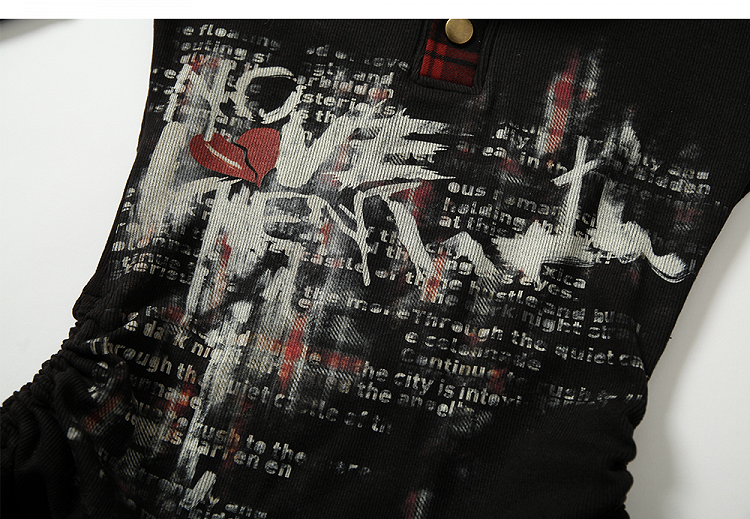 Schwarz-rot kariertes Polo-Top mit Kordelzug in der Taille